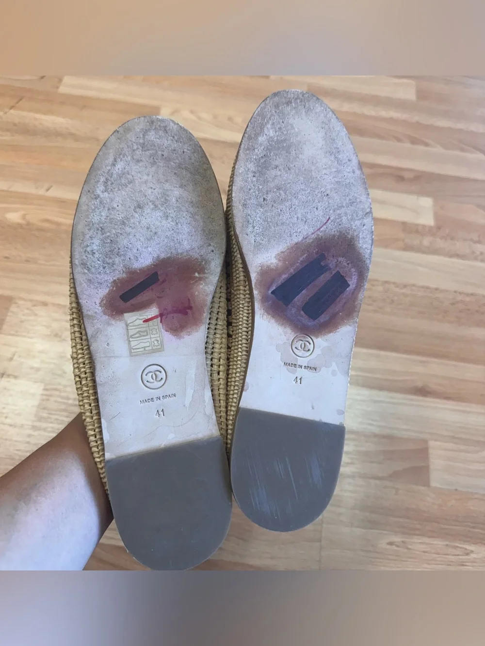 Chanel black lamb leather espadrilles interlocking logo loafers size 41/10-10.5